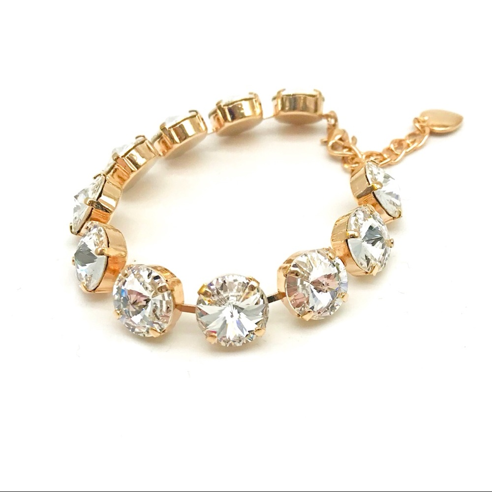 Tennis bracelet, rose gold Swarovski crystals - Picture 4 of 6